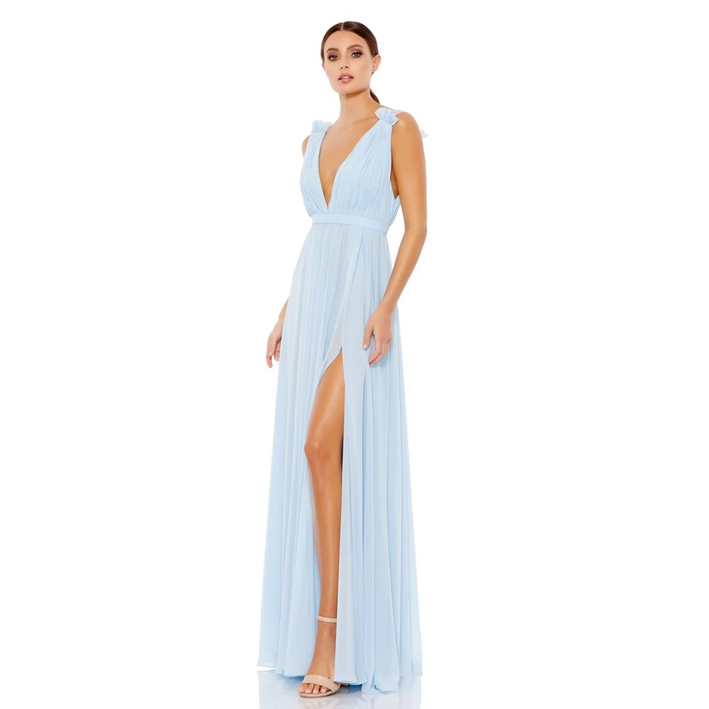 Mac Duggal Ruched chiffon maxi dress
